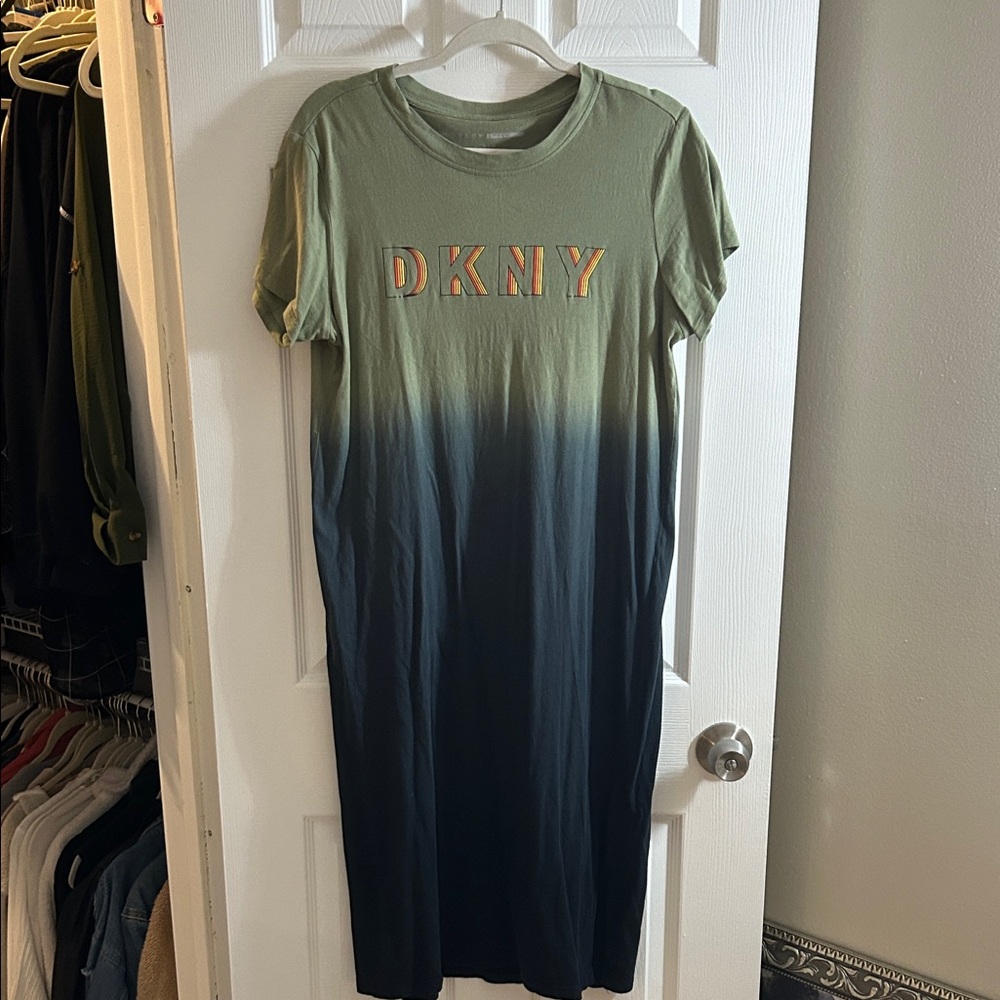 DKNY Olive and Black Ombre Midi Dress